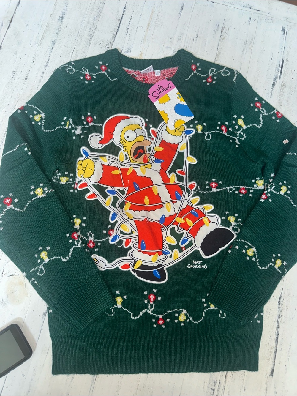 Green The Simpsons Homer Christmas Light Sweater